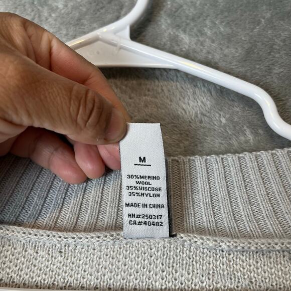 Varley Calvert Sweater Wool Blend V Neck Gray White Medium Zebra Print Lounge - Picture 7 of 8